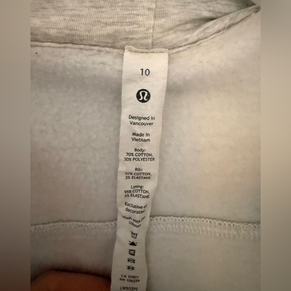 Lululemon Cropped Scuba Hoodie Heathered Core Ultra Gray 10 Sweatshirt Full Zip - Picture 2 of 5